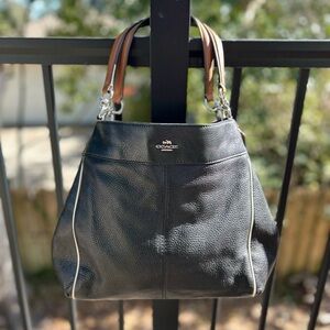 Coach F28992 Small Lexy Shoulder Bag Black Pebbled Leather